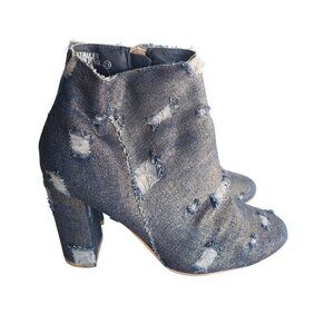 Distressed Denim Ankle Boots